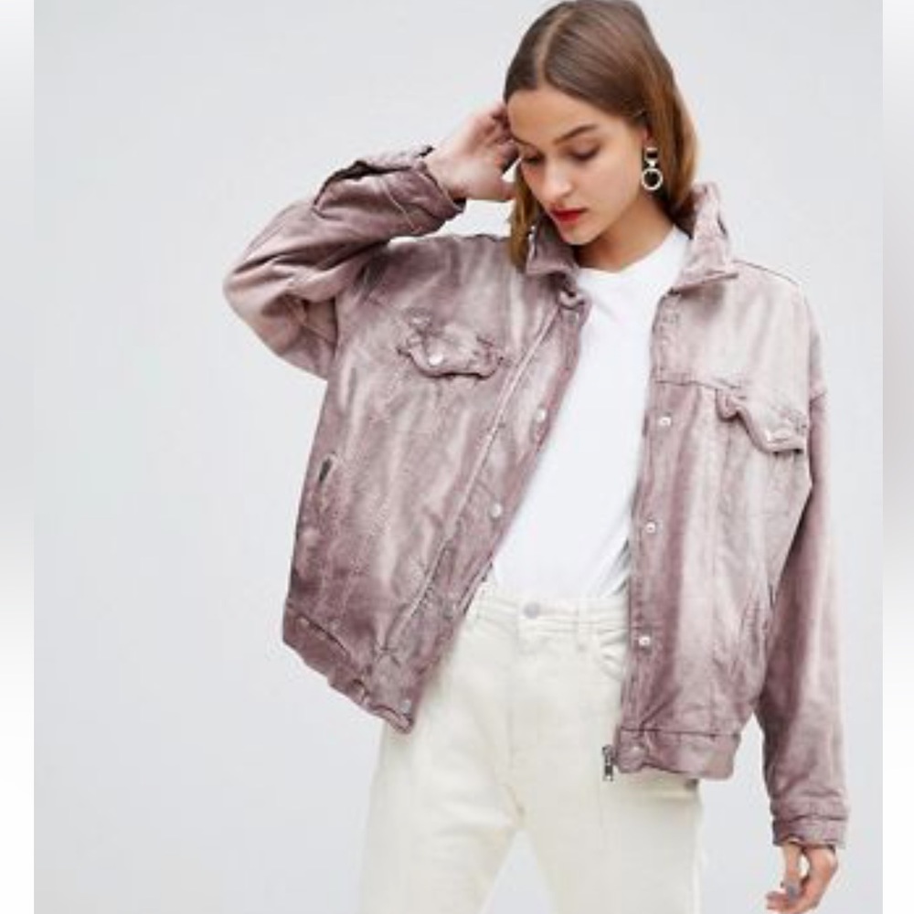 Free people oversized trucker moto crushed velvet jacket - Picture 1 of 7